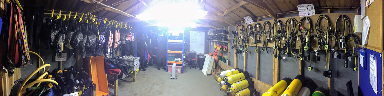 A photo of the kit hut with club kit