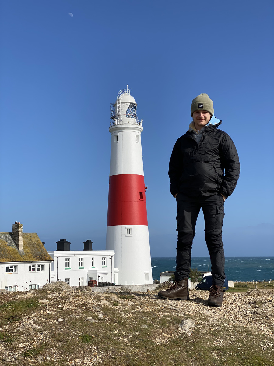 Oscar getting a photoshoot by Portland lighthouse!